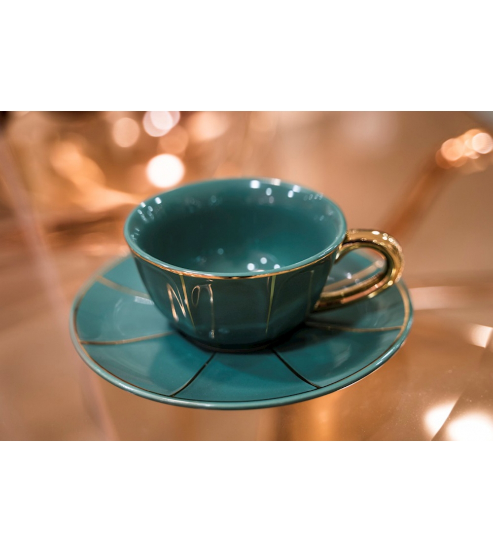 Ensemble 2 Tasses Thé Avec Soucoupe Vert La Tavola Scomposta - Bitossi Home