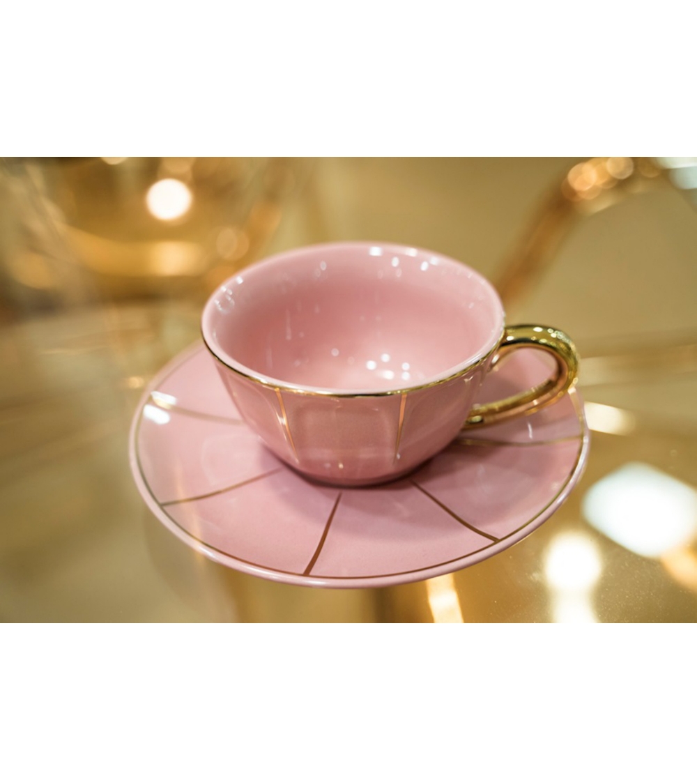 Set 2 Pink Tea Cups With Saucer La Tavola Scomposta - Bitossi Home
