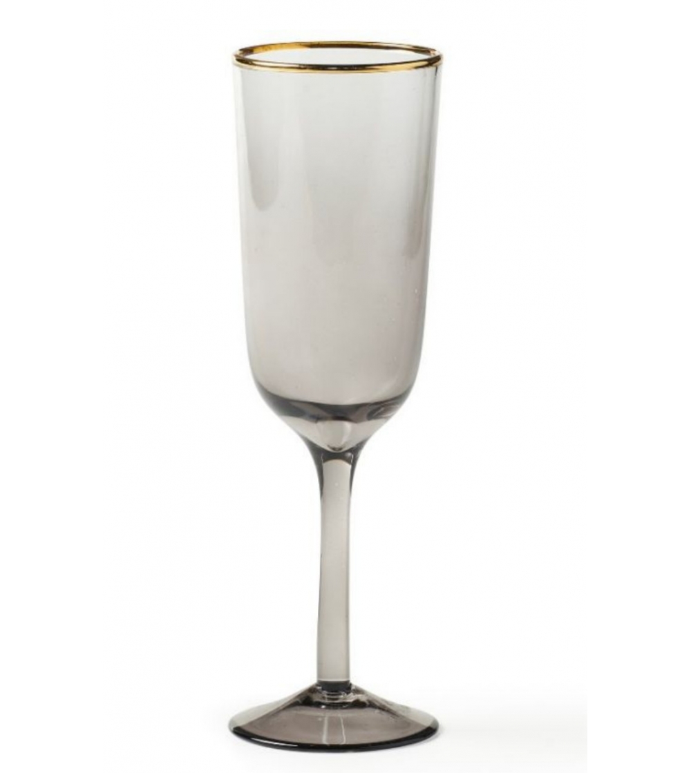 Set 6 Decò Grey Flute Glasses  - Bitossi Home