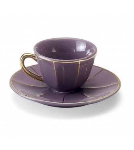 Ensemble 3 Tasses à Café Avec Soucoupe Pourpre La Tavola Scomposta - Bitossi Home