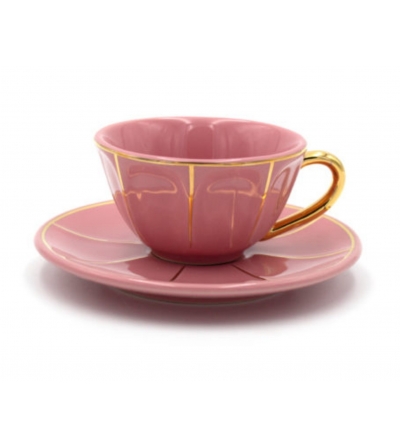Set 3 Tazze Caffè Con Piattino Rosa La Tavola Scomposta -...