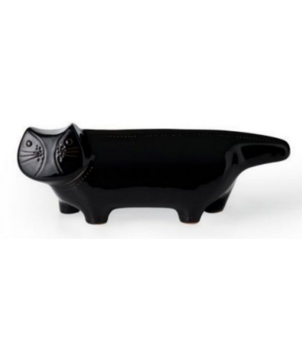 Figura Gato Largo Negro Aldo Londi Bitossi Ceramiche