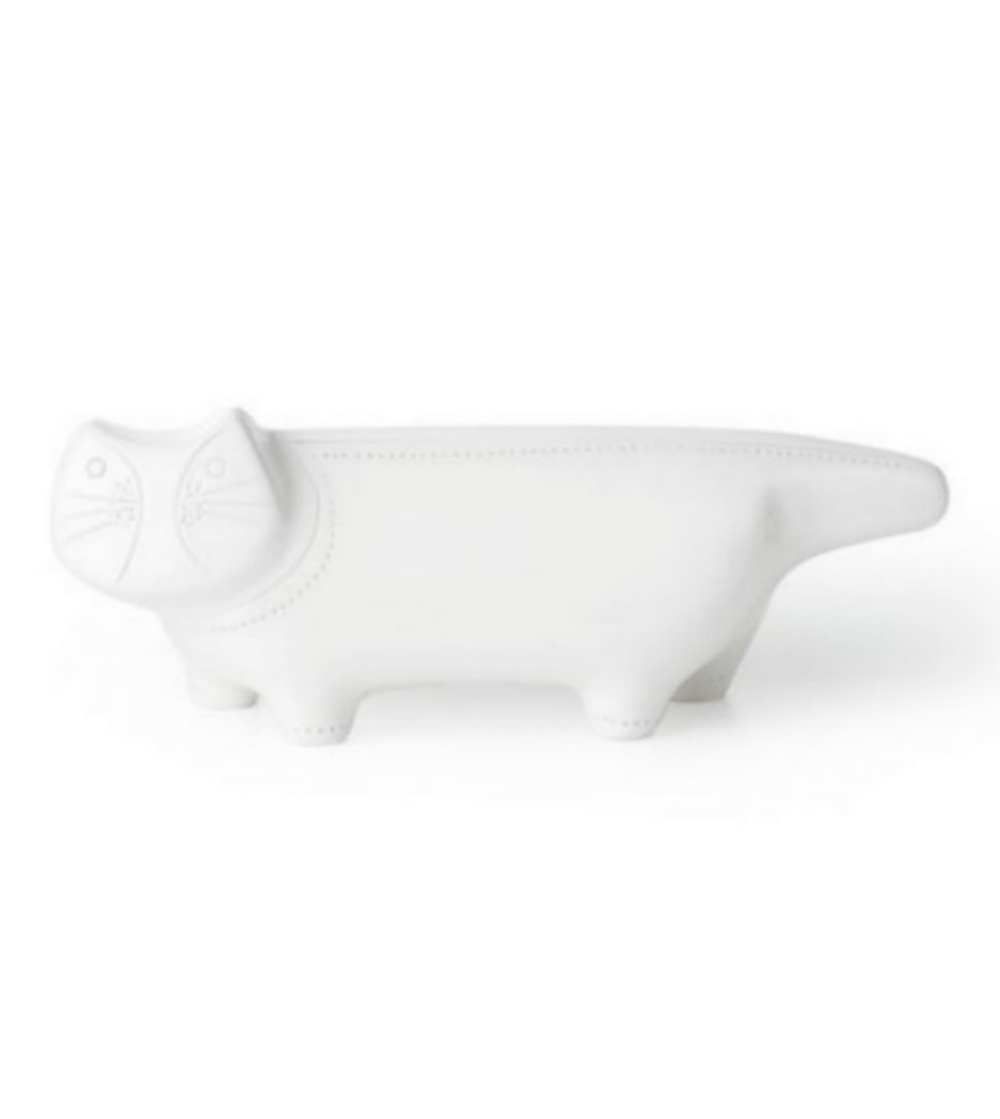 Figura Gato Largo Blanco Aldo Londi Bitossi Ceramiche