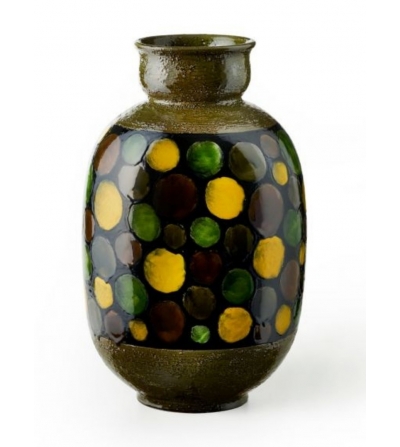 Bitossi Ceramiche  Vaso  Verde Con Cerchi Aldo Londi