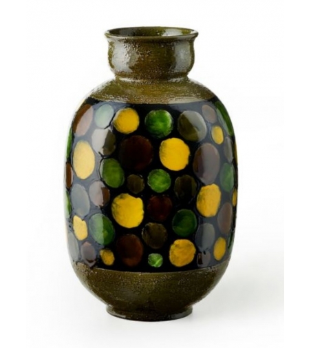 Bitossi Ceramiche  Vaso  Verde Con Cerchi Aldo Londi