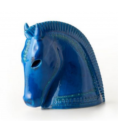 Cabeza Caballo Bitossi Ceramiche Rimini Blu Aldo Londi