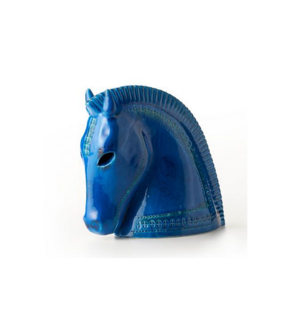 Cabeza Caballo Bitossi Ceramiche Rimini Blu Aldo Londi