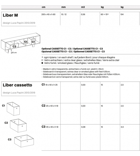 Liber M Glass Sideboard im Rauchglas Tonelli Design