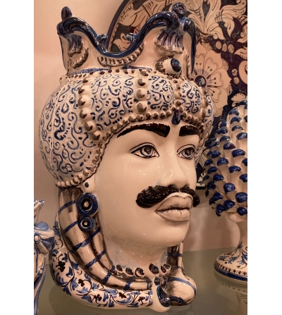 Testa Di Moro Azul Moderna - Ceramiche Artistiche Siciliane