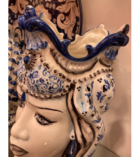 Blue Modern Testa Di Moro - Ceramiche Artistiche Siciliane
