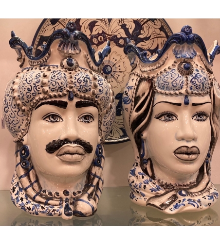 Testa Di Moro Blu Moderna - Ceramiche Artistiche Siciliane