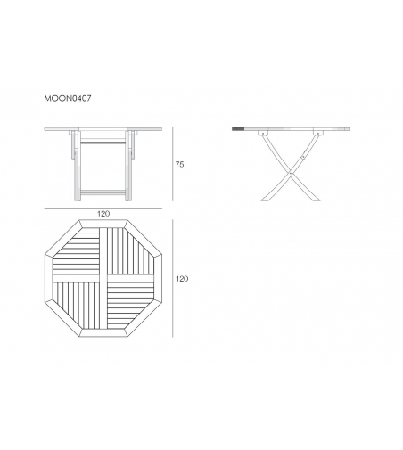 Jimbaran Moon Folding Octagonal Table - Il Giardino Di Legno