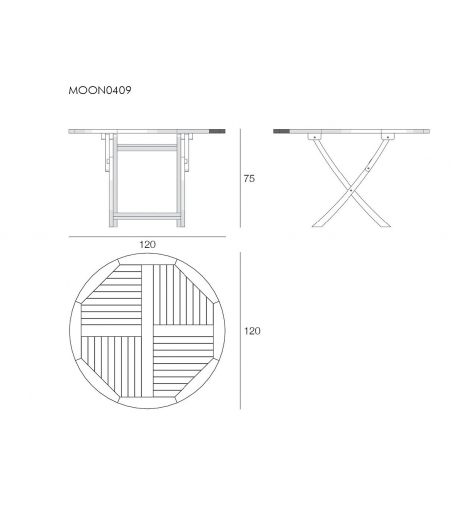Achille Moon Round Folding Table - Il Giardino Di Legno