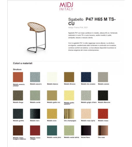 Sgabello P47 H65 M TS-CU - Midj