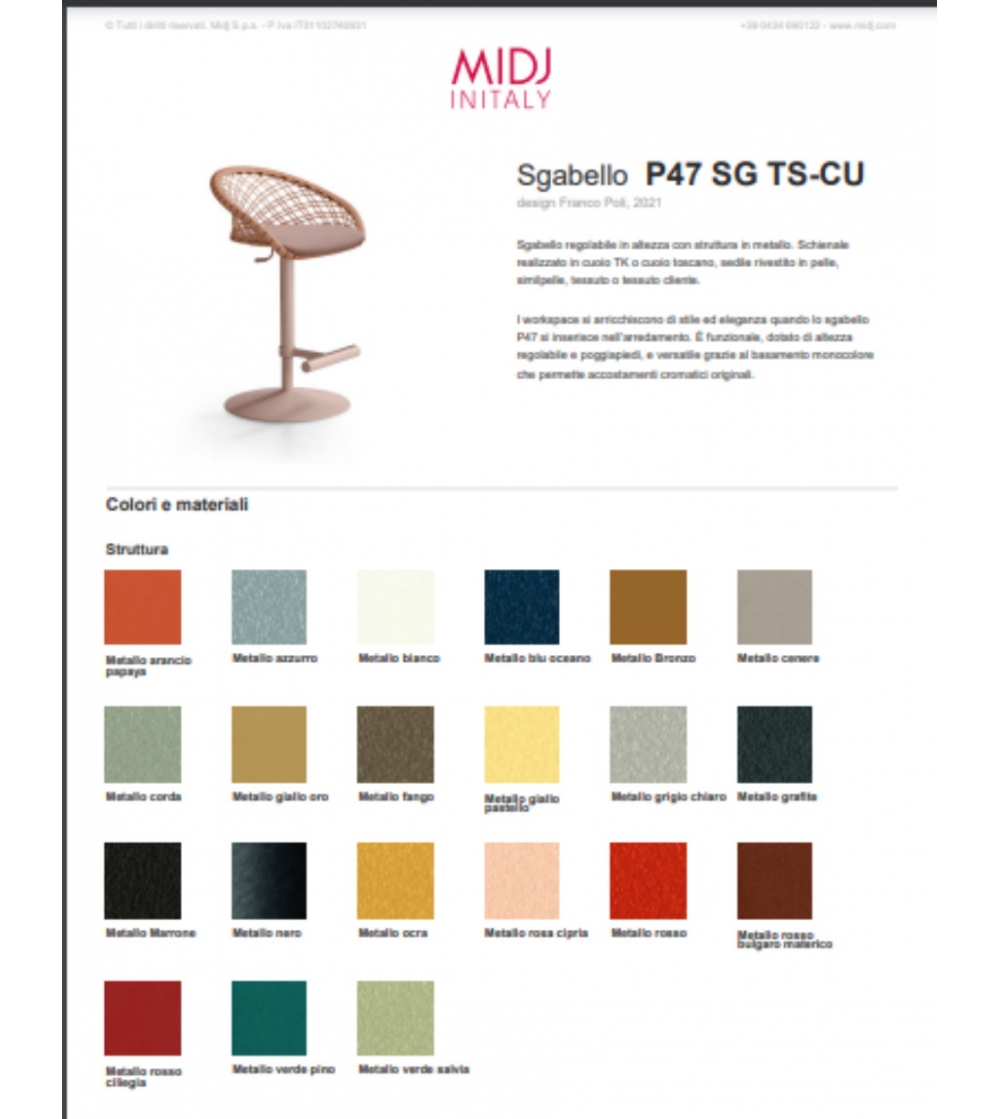 Tabouret P47 SG TS-CU - Midj
