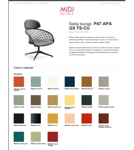 Fauteuil Pivotant P47 AGA GX TS-CU - Midj