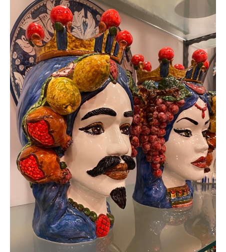 Testa Di Moro Fruta Azul Ceramiche Artistiche Siciliane - Vinciguerra Shop
