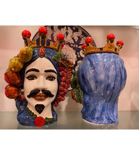 Testa Di Moro Blue Fruit Ceramiche Artistiche Siciliane - Vinciguerra Shop