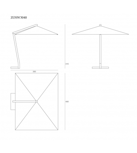 Paraguas Poste Lateral Parà - Il Giardino Di Legno