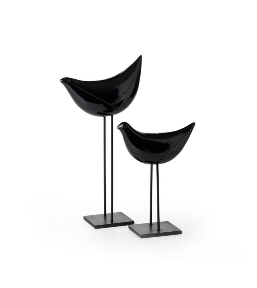 Pareja de Pájaros Negros Aldo Londi Bitossi Ceramiche