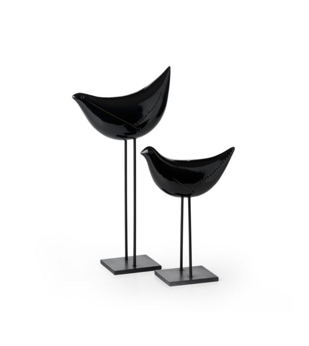 Zwei schwarze Vögel Aldo Londi Bitossi Ceramiche