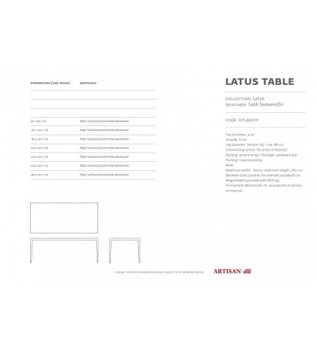 Tavolo Latus - Artisan