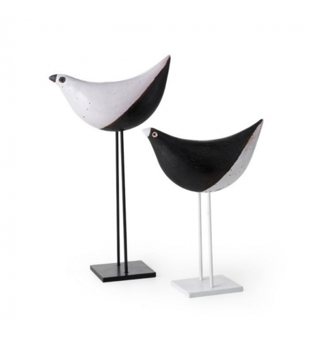 Pareja de Pajaritos Blancos y Negros Aldo Londi Bitossi Ceramiche