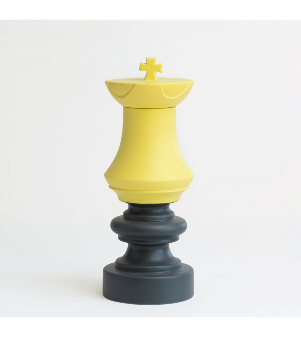 Vase Potiche Roi D'Échecs Jaune Gris - Nuove Forme Firenze