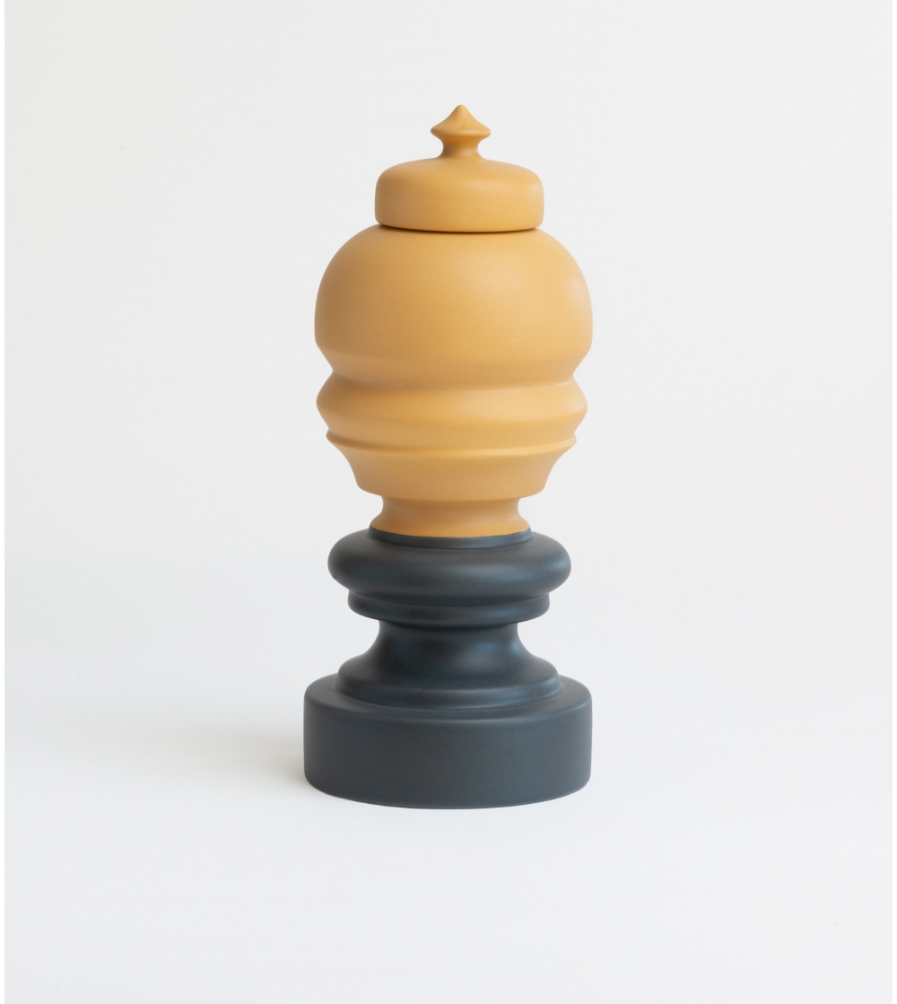 Chess Queen Grey Yellow Vase - Nuove Forme Firenze