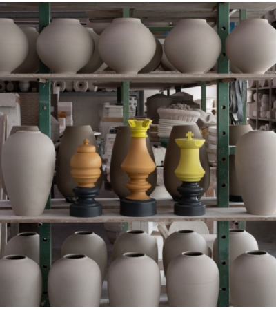 Vase Tour D'Échecs Gris Ocre - Nuove Forme Firenze 2