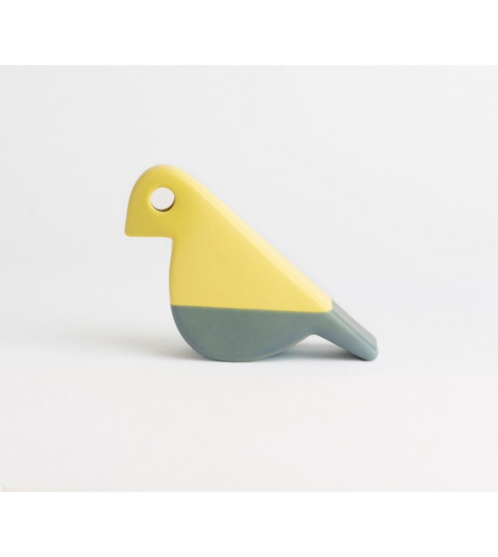 Escultura Pájaro Amarillo Gris Mate - Nuove Forme Firenze