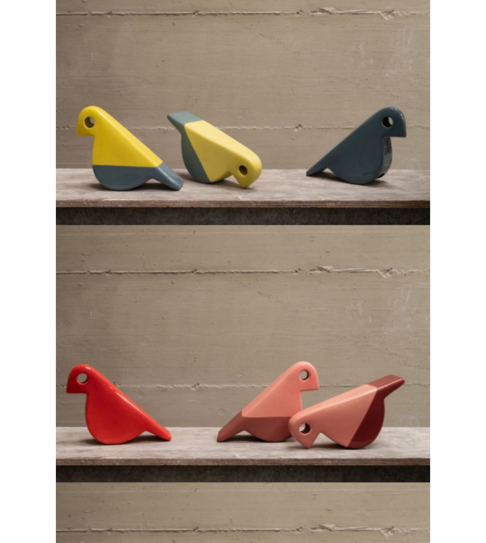 Sculpture Oiseau Jaune Gris Mate -...