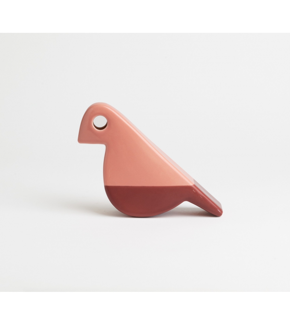 Glossy Pink Burgundy Bird Sculpture - Nuove Forme Firenze
