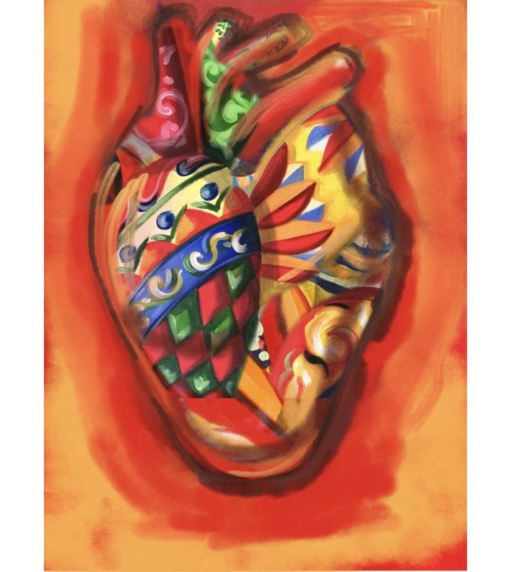 Orange Sicilian Heart Painting - Bottega Farnese - Bottega Farnese