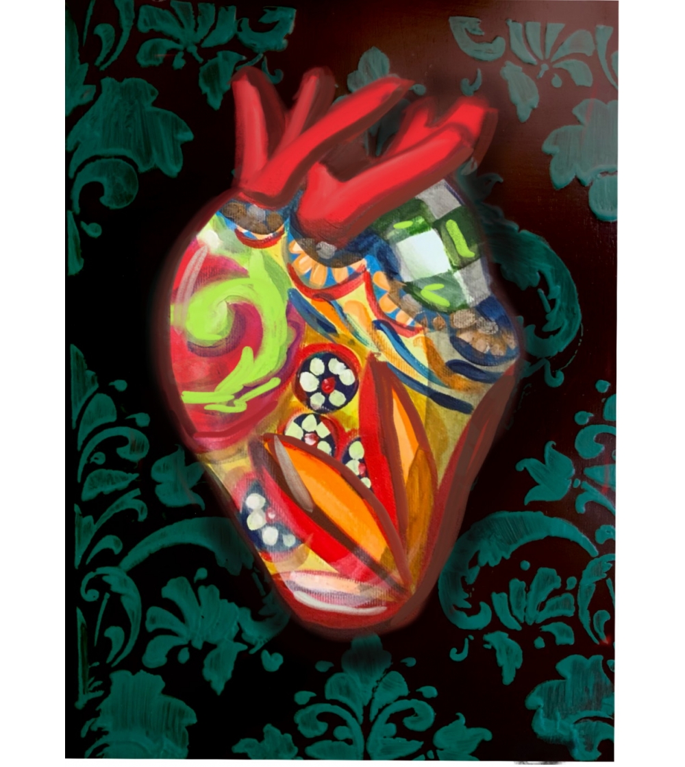 Green Sicilian Heart Painting - Bottega Farnese