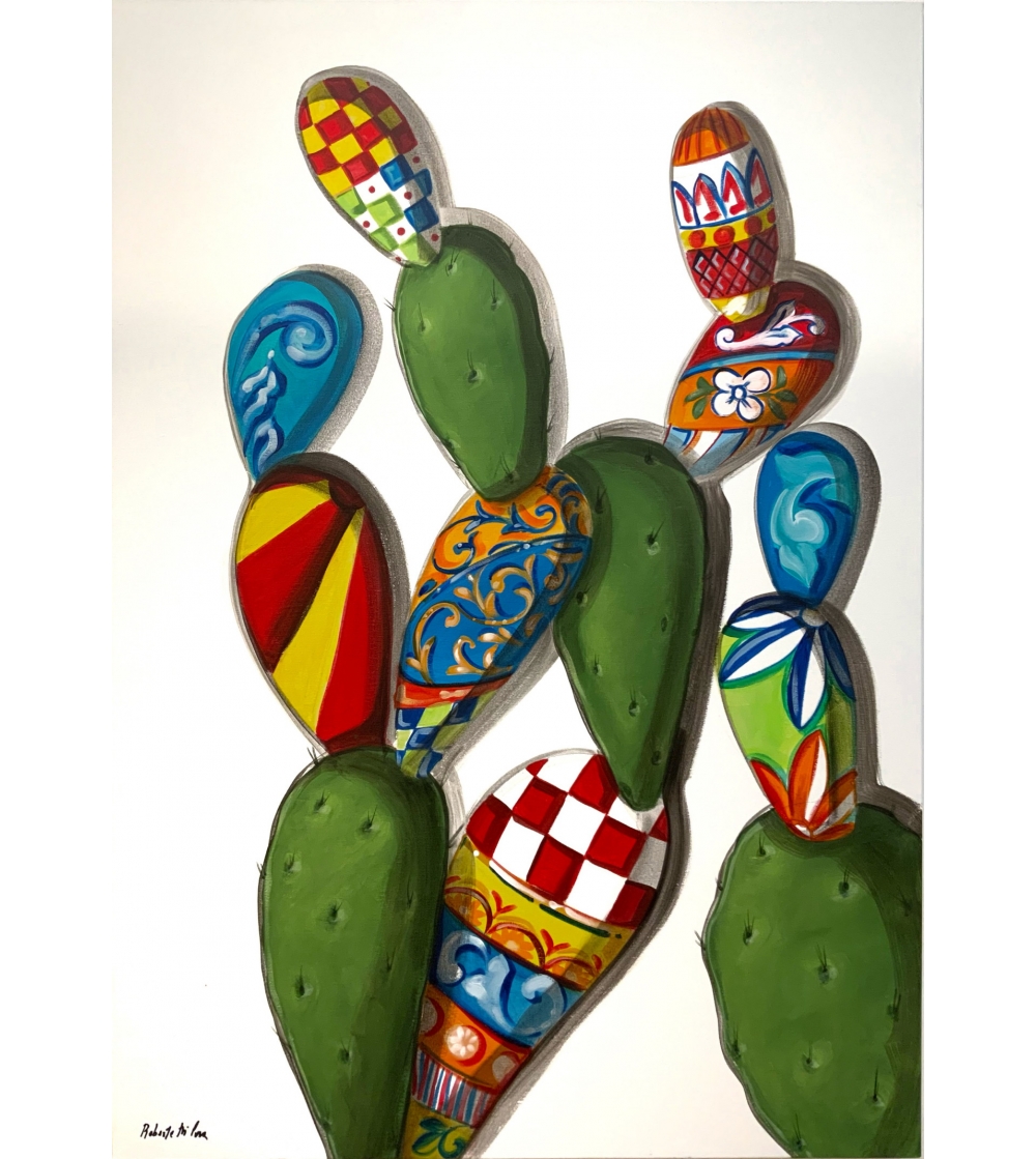 White Sicilian Prickly Pear Shovels Painting - Bottega Farnese