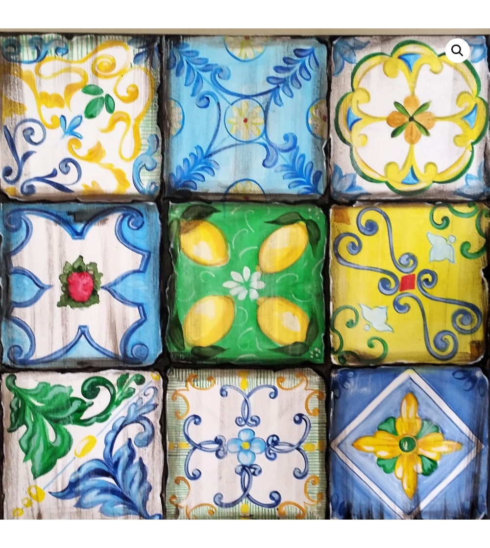 Patchwork Sicilian Majolica Painting - Bottega Farnese