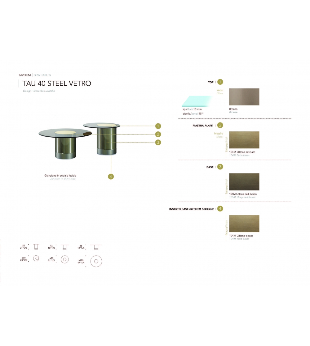 Table Basse en Verre Tau 40 Steel -...