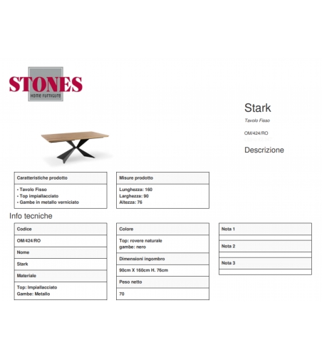 Tavolo Fisso Stark OM/424/RO - Stones