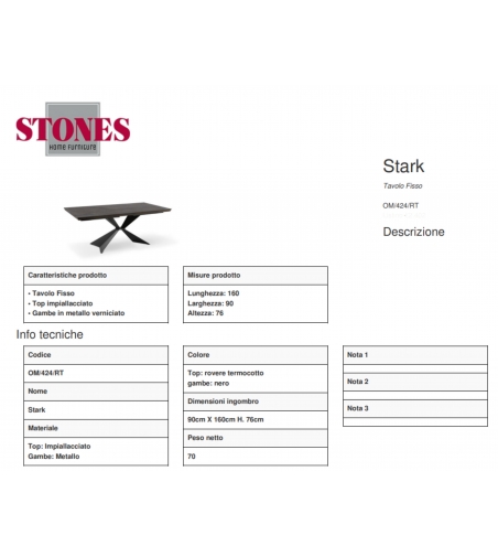 Fixed Table Stark OM/424/RT - Stones