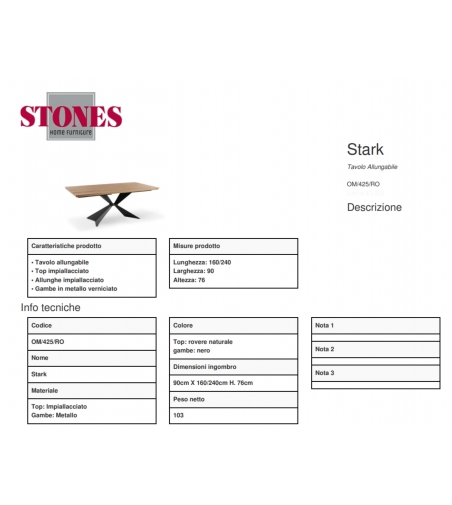 Table Extensible Stark OM/425/RO - Stones