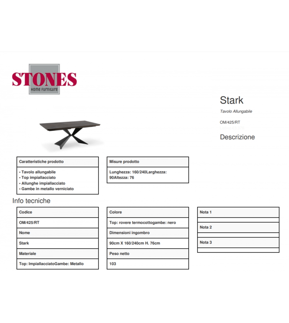 Table Extensible Stark OM/425/RT -...