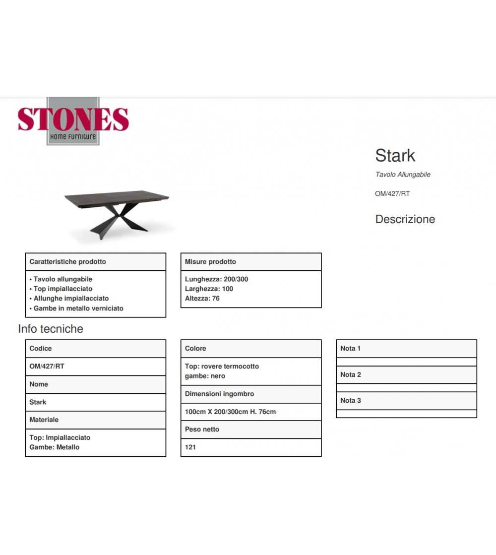 Ausziehbarer Tisch OM/427/RT Stark -...