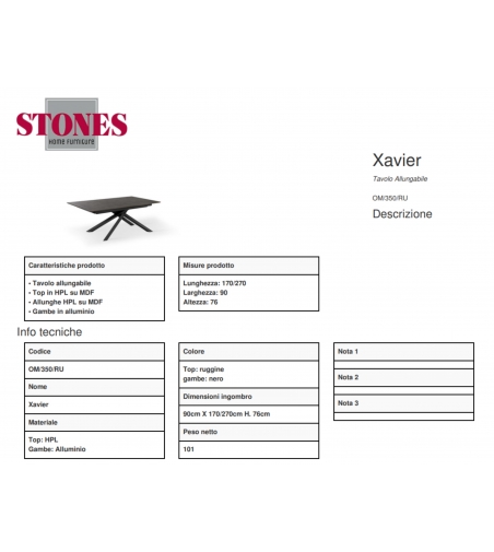 Extendable Table Xavier OM/350/RU - Stones