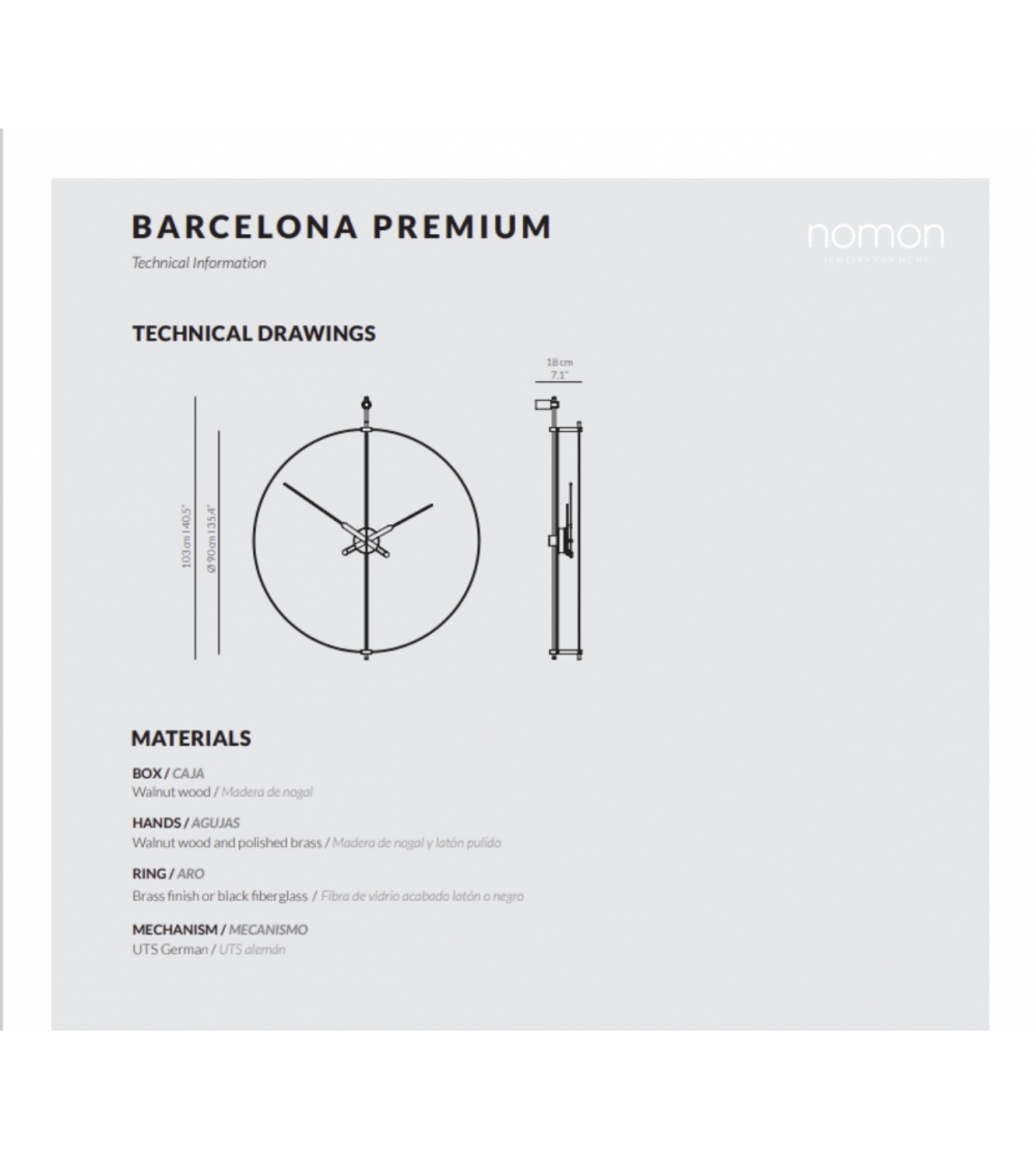 Nomon - Barcelona Premium Black Wanduhr