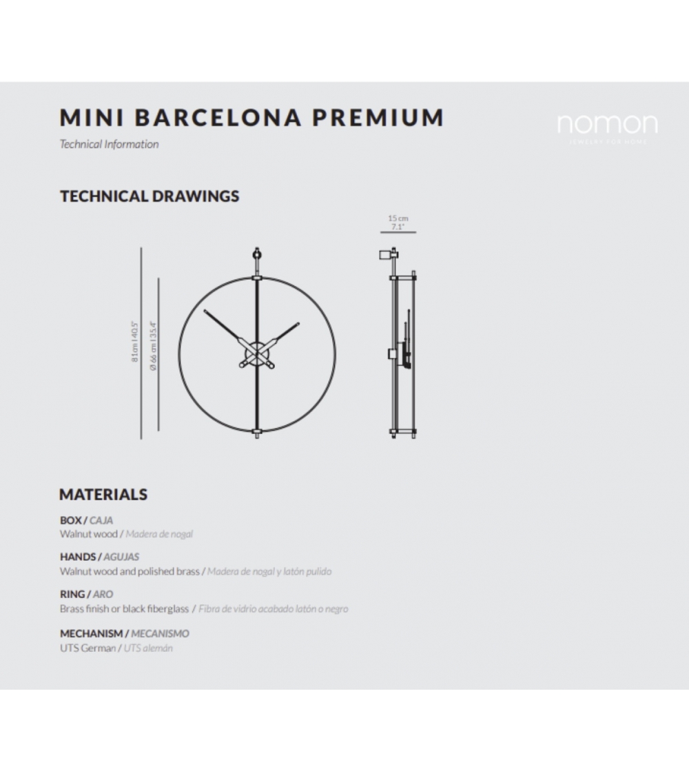 Reloj De Pared Mini Barcelona Premium...