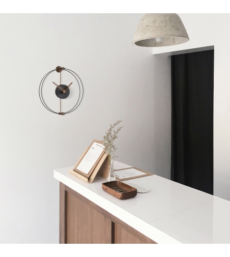Horloge Murale Nano Black/Oak - Nomon