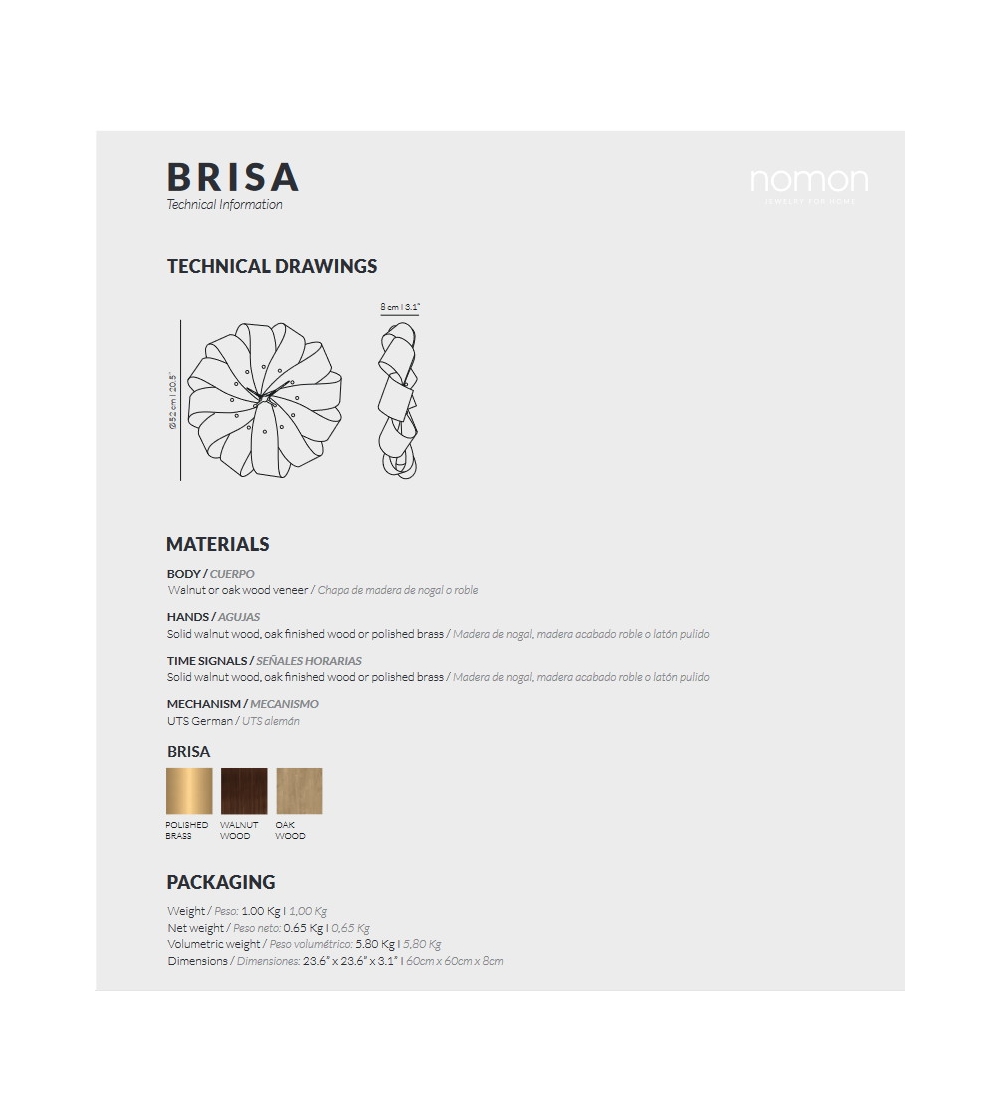 Orologio Da Parete Brisa Noce - Nomon