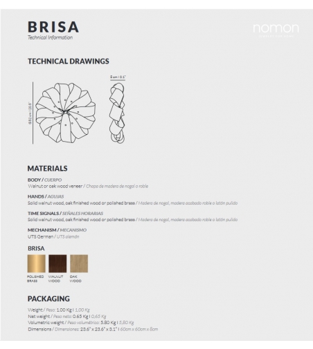 Nomon - Brisa Walnut Wall Clock