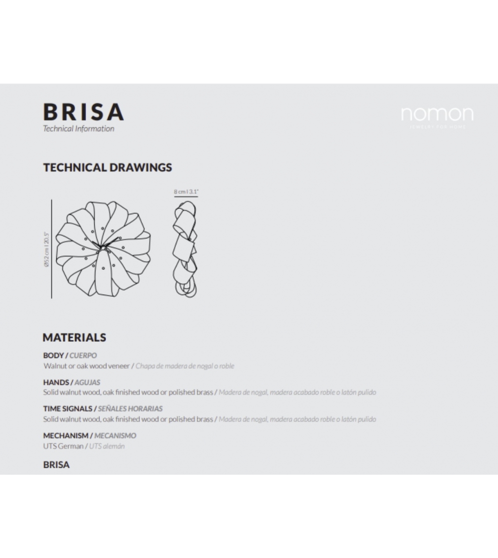 Reloj De Pared Brisa Roble - Nomon